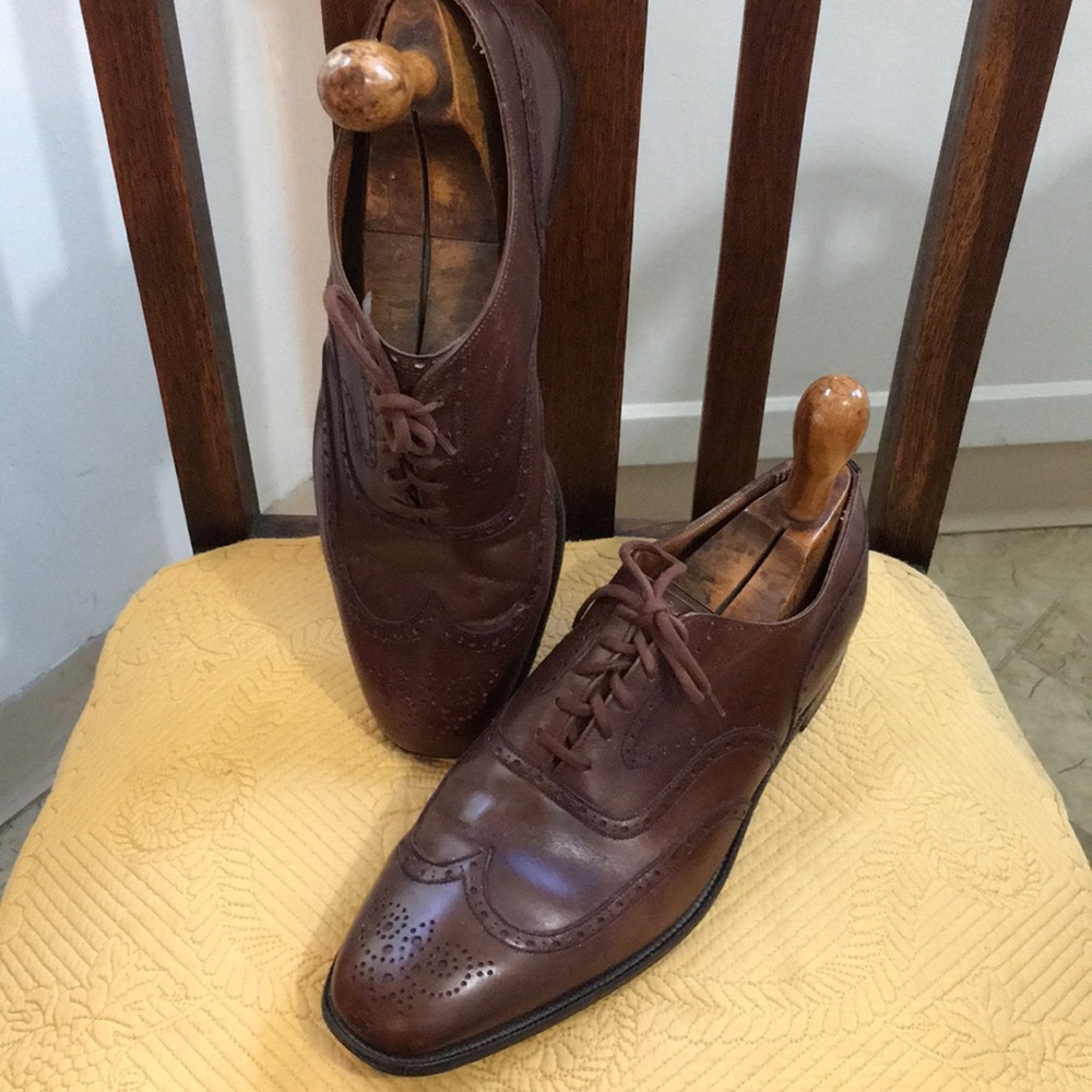 Vintage Trafalgar All Leather Men’s Cognac Wingtip In EUC